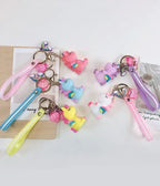 Chibi Rainbow Unicorn Rubber Keychain Charm