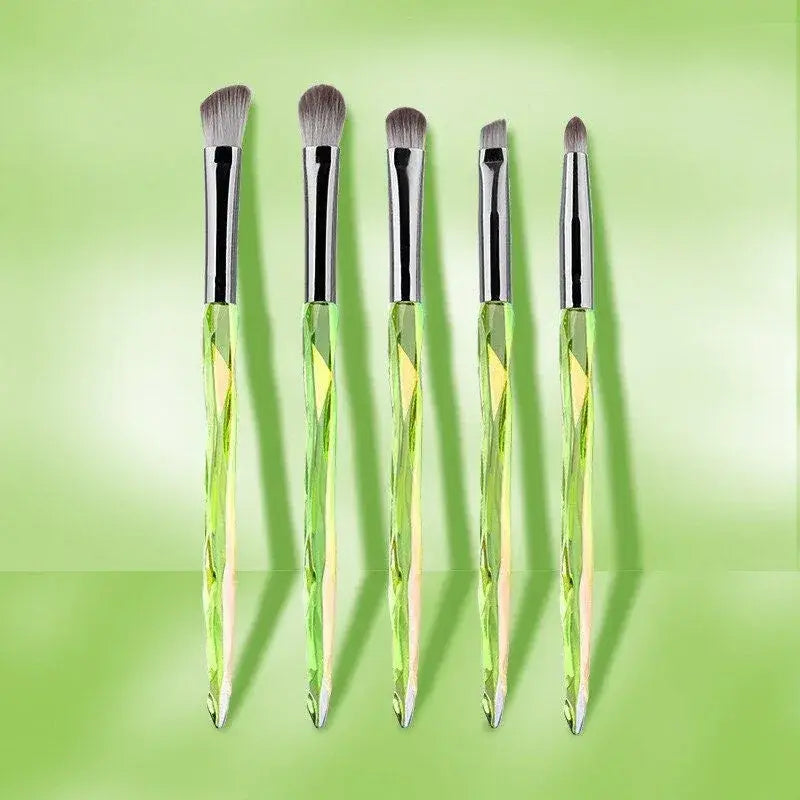 Crystal Diamond Cut Makeup Brush Set - Green
