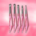 Crystal Diamond Cut Makeup Brush Set - Pink
