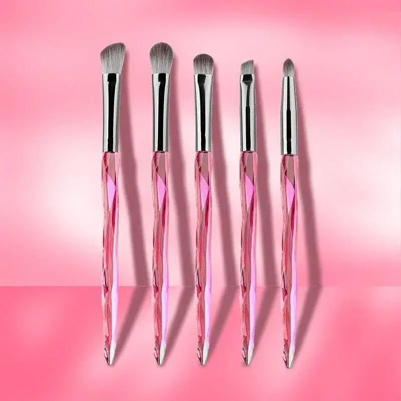 Crystal Diamond Cut Makeup Brush Set - Pink