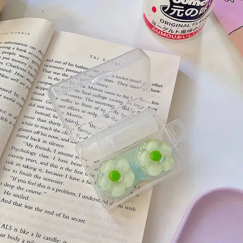 Crystal Flower Contact Lens Case - Green