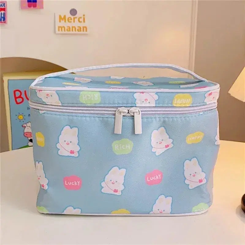 Cute Kawaii Character Pattern Cosmetic Makeup Bag - Blue Bunny
