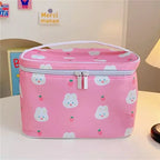 Cute Kawaii Character Pattern Cosmetic Makeup Bag - Pink w/ White Bunny