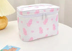 Cute Kawaii Character Pattern Cosmetic Makeup Bag - White w/ Pink Bunny