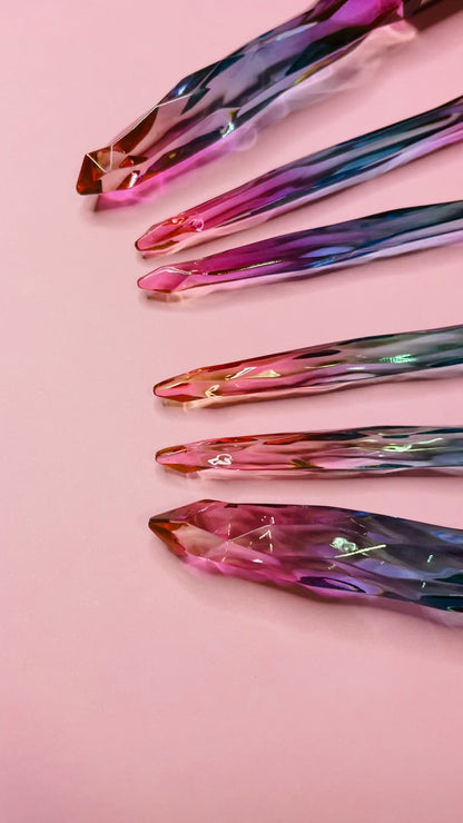 rainbow diamond cut crystal makeup brushes