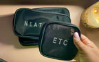 black mesh makeup bag from pink sweetheart