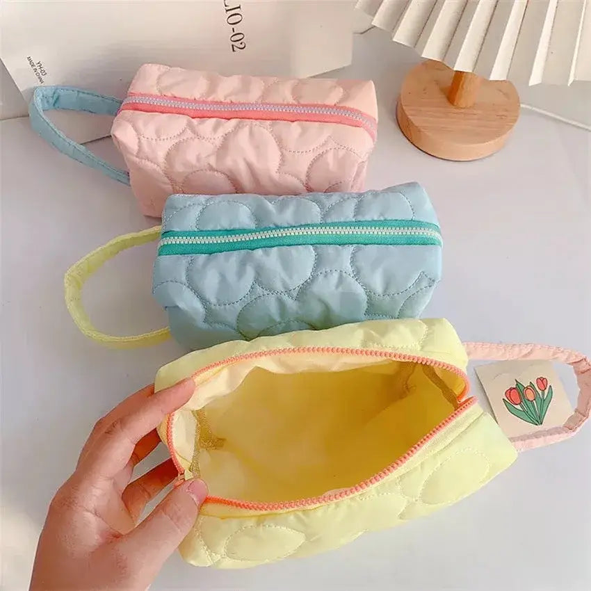 Flower Stitch Makeup Carrying Pouch