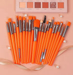 Fluorescent Neon Cosmetic Makeup Brush Set 20pc - Citrus Orange