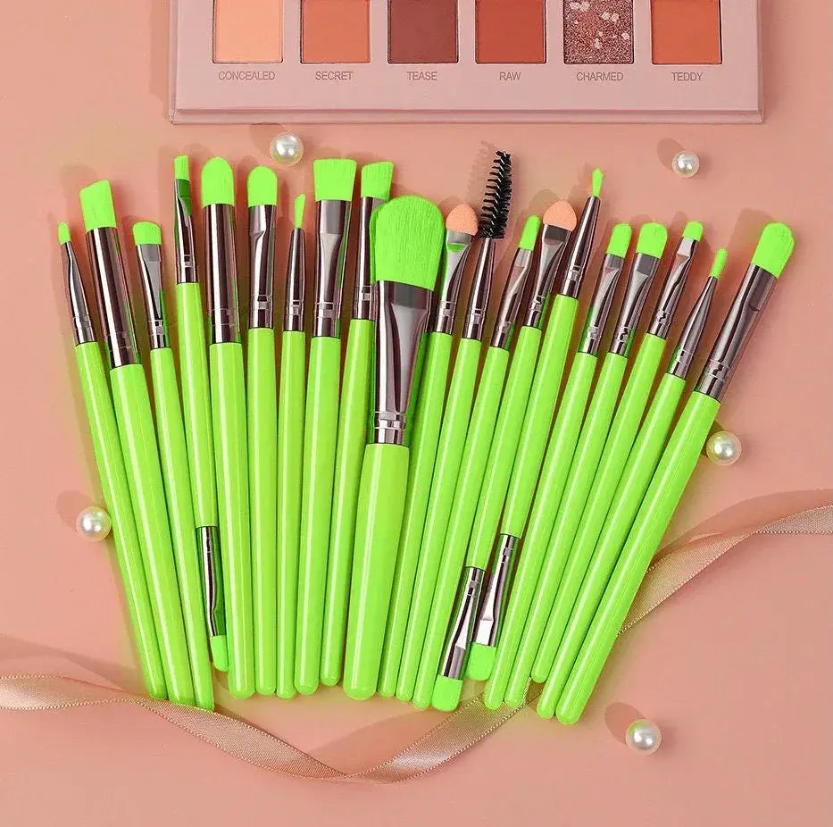 Fluorescent Neon Cosmetic Makeup Brush Set 20pc - Mellow Yellow