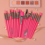 Fluorescent Neon Cosmetic Makeup Brush Set 20pc - Pixie Pink