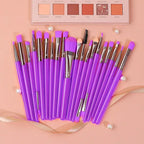 Fluorescent Neon Cosmetic Makeup Brush Set 20pc - Purplicious