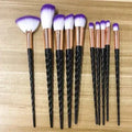 Gothic Black Unicorn Ombré Makeup Brush Set - Purple