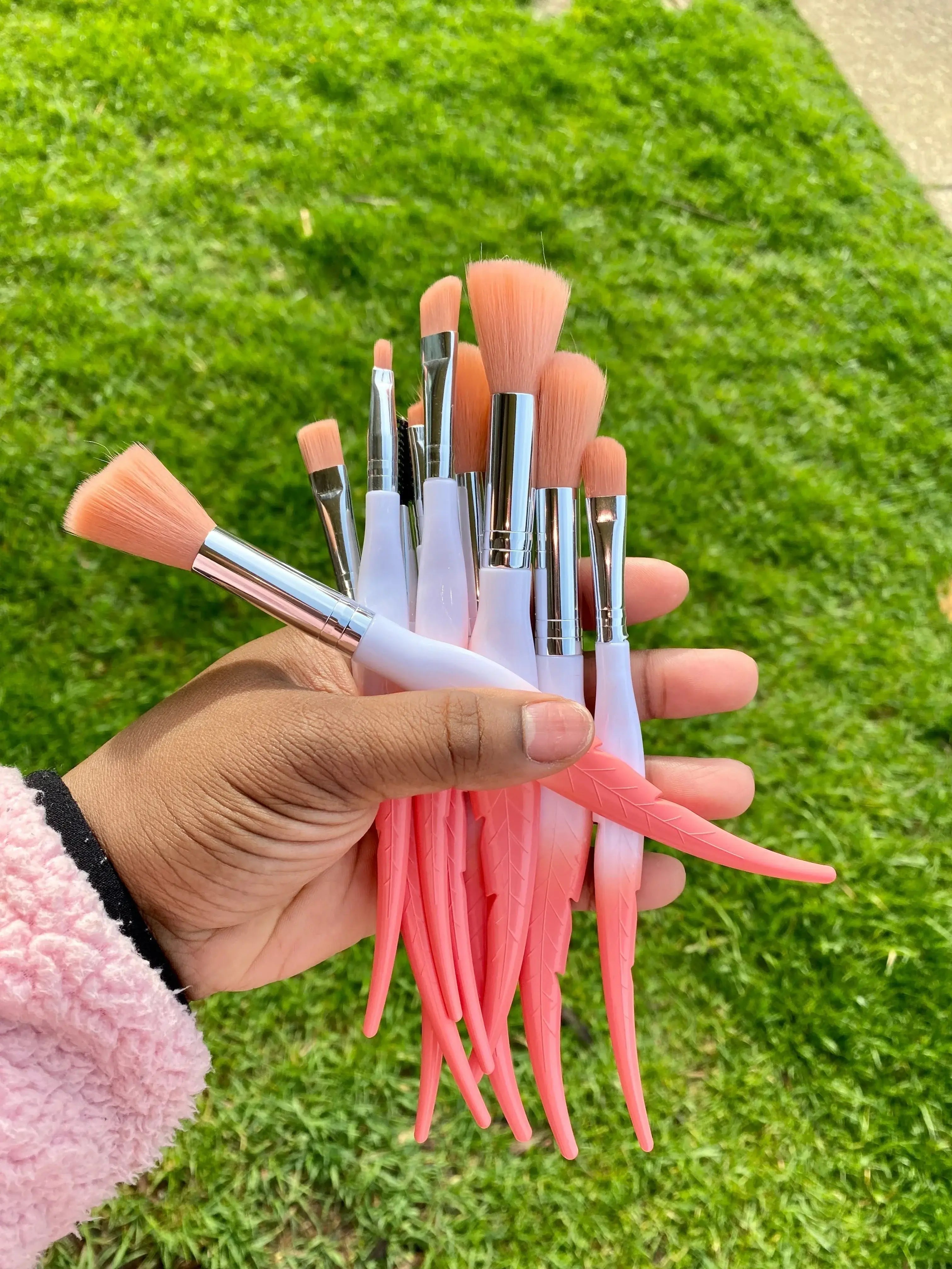 Gradient Ombre Feather Makeup Brush Set 10pc