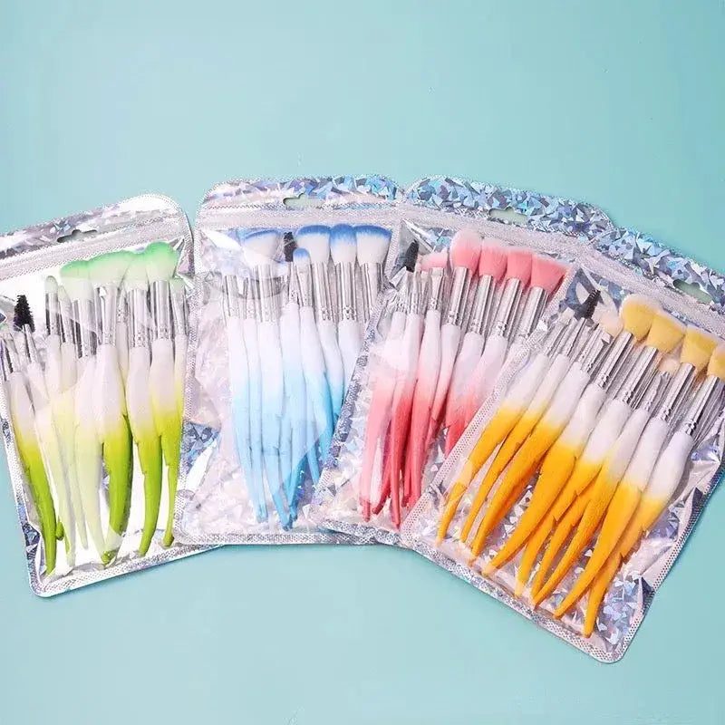 Gradient Ombre Feather Makeup Brush Set 10pc