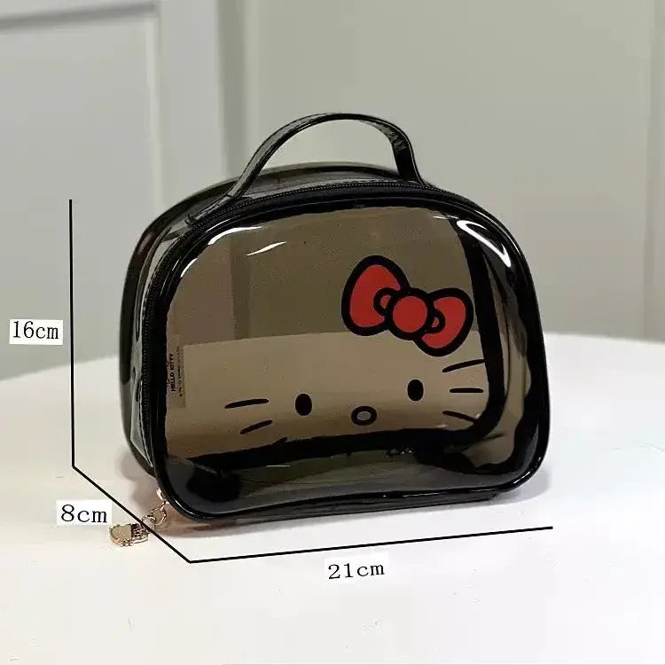 Hello Kawaii Kitty Cosmetic Black Jelly Bag