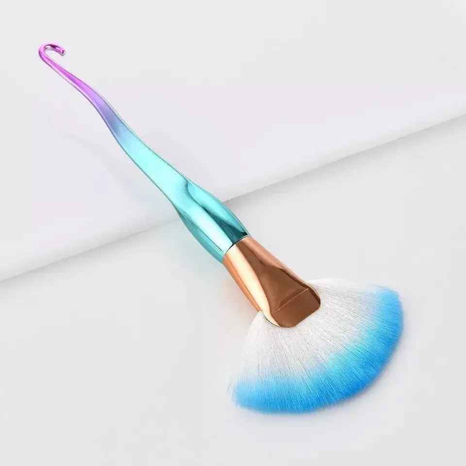 Jumbo Fan Shaped Rainbow Makeup Brush 1pc - Blue