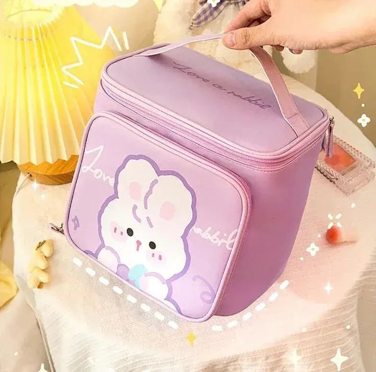 Jumbo Kawaii Bunny Bear Cosmetic Makeup Bag - Purple Bunny