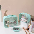 Kawaii Cosmetic & Toiletry Bag 3pc Set - Blue