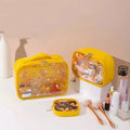 Kawaii Cosmetic & Toiletry Bag 3pc Set - Yellow