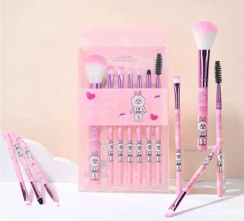 Kawaii Line Friends Makeup Brush Set 7pc - Pink
