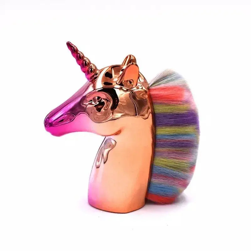Metallic Rainbow Unicorn Makeup Dusting Brush 1pc - Gold