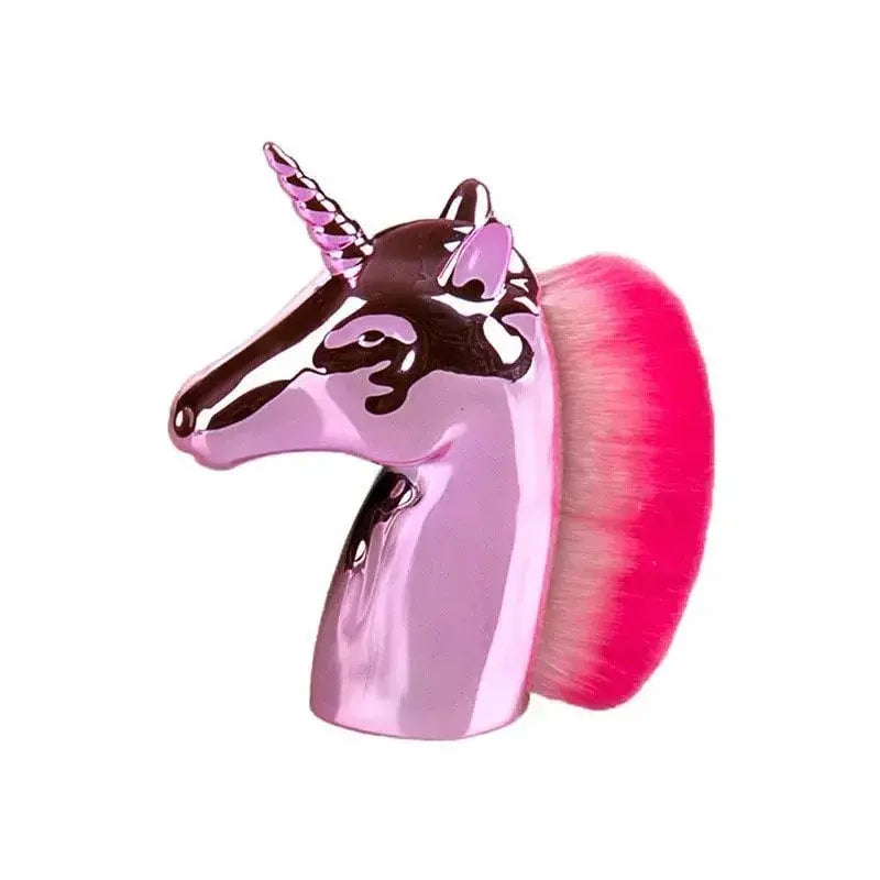 Metallic Rainbow Unicorn Makeup Dusting Brush 1pc - Pink