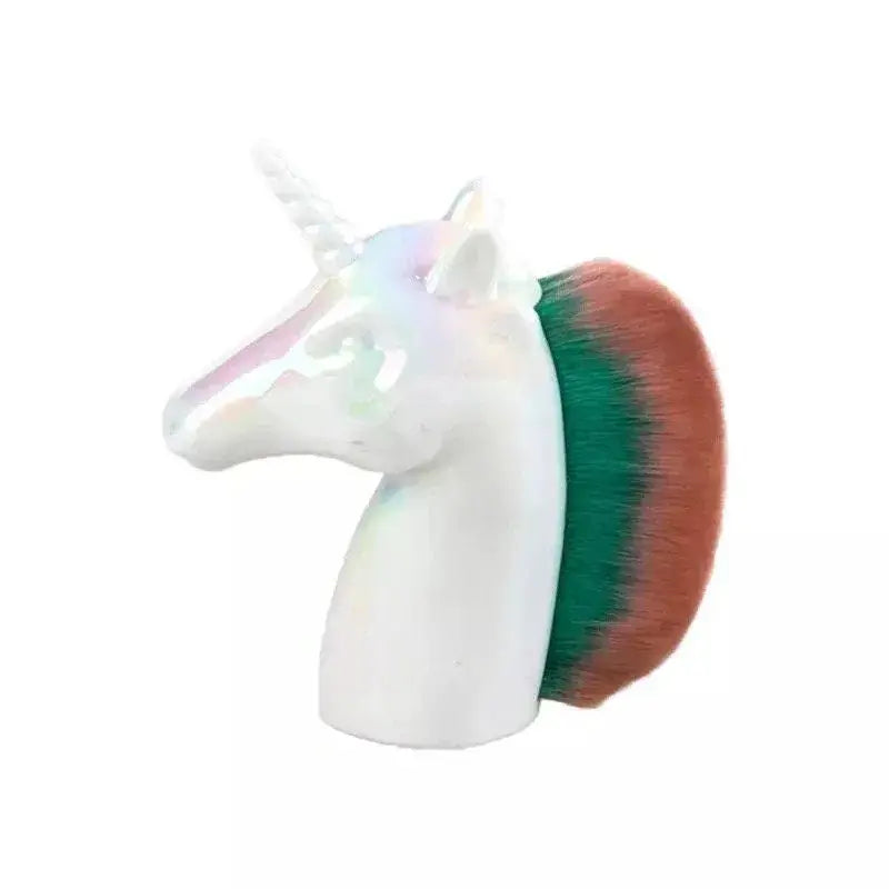 Metallic Rainbow Unicorn Makeup Dusting Brush 1pc - White