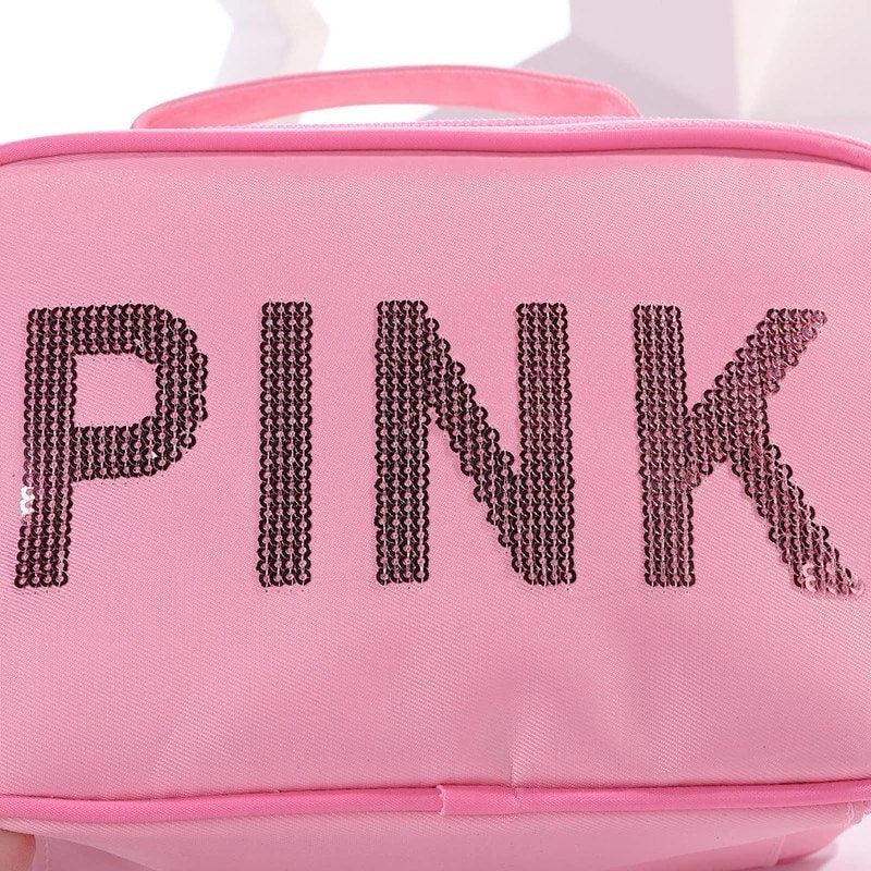 Pink Sequin Cosmetic Makeup Bag