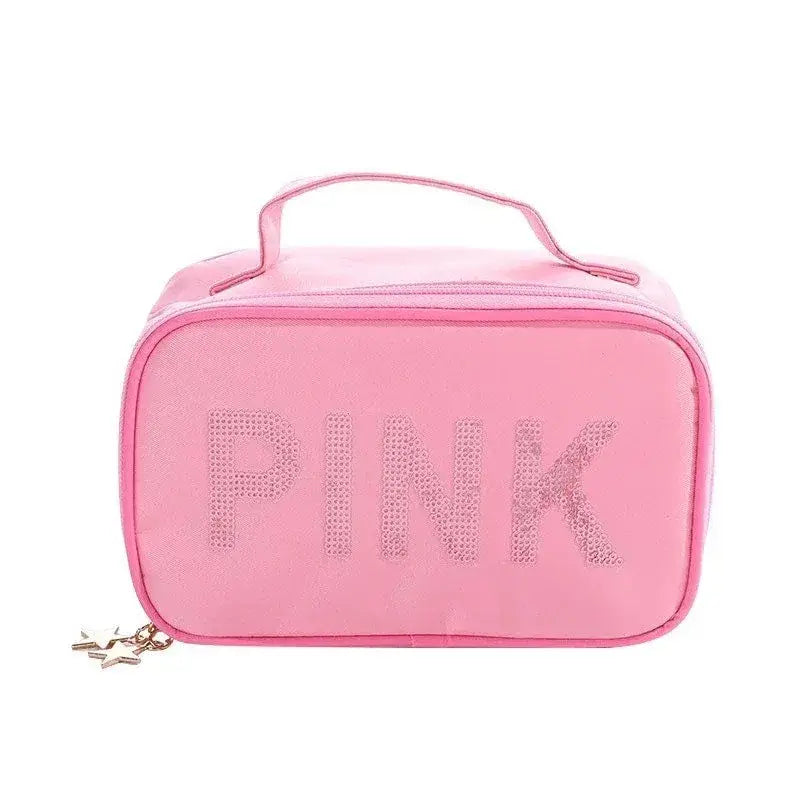 Pink Sequin Cosmetic Makeup Bag