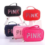 Pink Sequin Cosmetic Makeup Bag