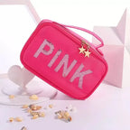 Pink Sequin Cosmetic Makeup Bag - Berry Rose