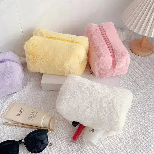 Plush Faux Fur Makeup Storage Bag