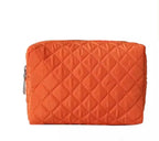 Quilted Puffy Cosmetic Makeup Bag Pouch - Orange