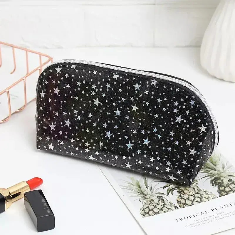 Starry Sky Clear Jelly Cosmetic Makeup Bag - Black