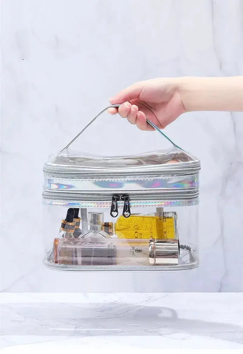 Transparent 2-Layer Clear Jelly Makeup Bag 1pc