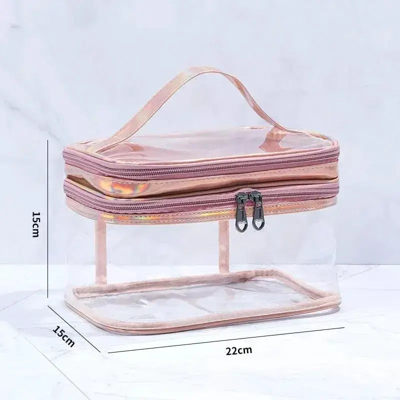 Transparent 2-Layer Clear Jelly Makeup Bag 1pc