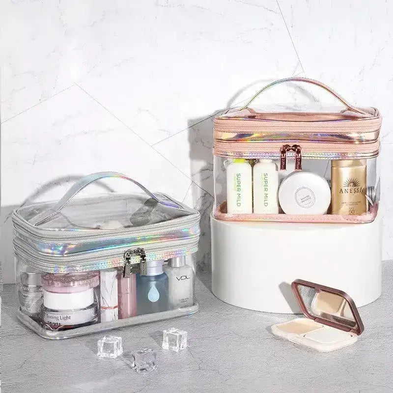 Transparent 2-Layer Clear Jelly Makeup Bag 1pc